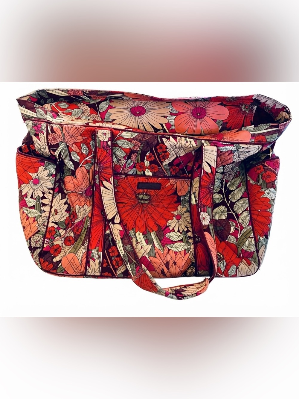 Vera Bradley Floral Quilted Tote Bag in Red and Pink